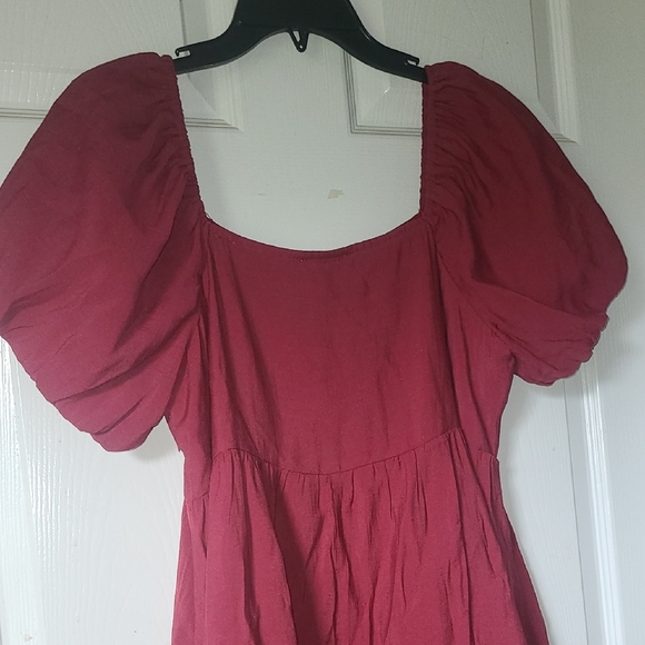 Umgee Burgundy Red Sequin Appliqué Mini Dress - Picture 5 of 6